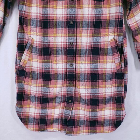 Duluth Trading Co Pink Folklore Flannel Duster Dress Plaid Button Up Size XS - Picture 3 of 16
